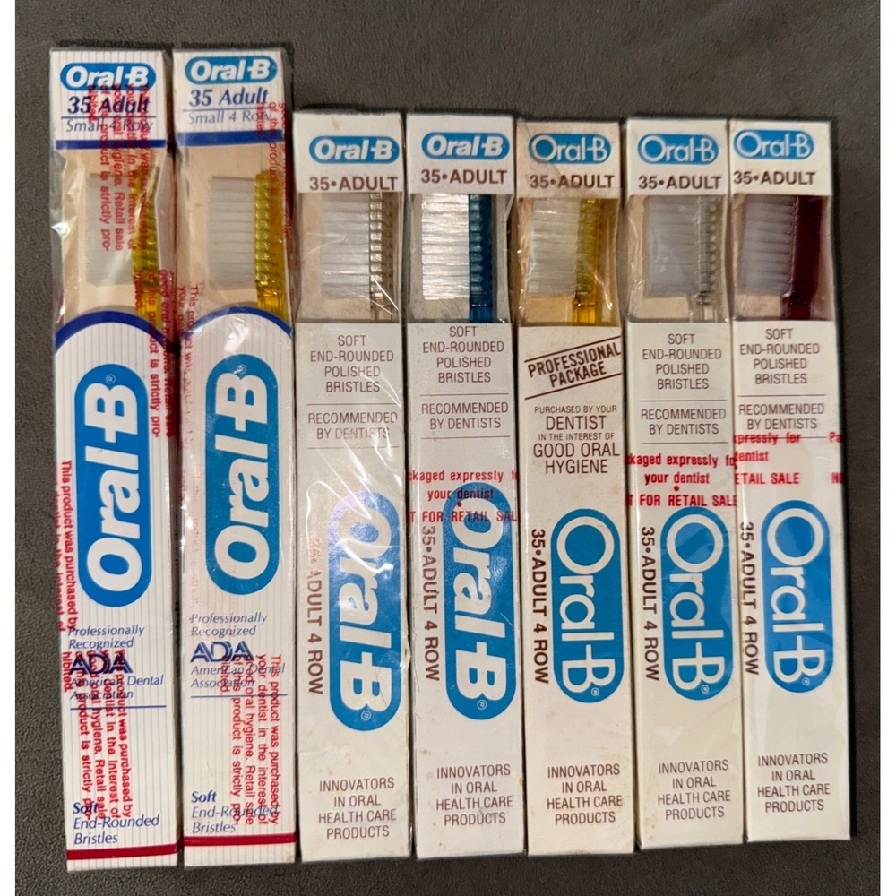 Oral-B Soft Brush - 35 Adult‎ Small 4 ROW Toothbrush Lot of 7 Soft End-Rounded